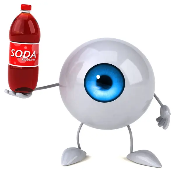 Oog Tekenfilm Karakter Met Soda — Stockfoto