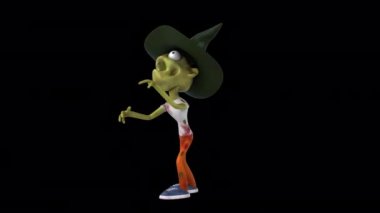 Cadı şapkalı bir çizgi film karakteri zombisinin 3 boyutlu hali.