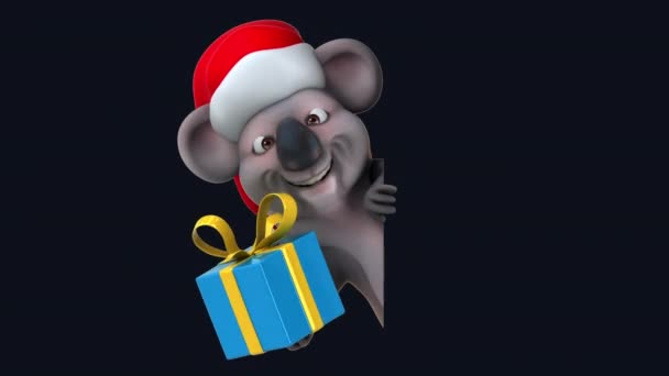 Divertido Koala Celebración Una Caja Regalo Ilustración — Vídeos de Stock