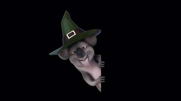 Koala Halloweenské Čarodějnické Čepici Ilustrace — Stock video