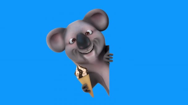 Zábavné Kreslené Koala Zmrzlinou — Stock video