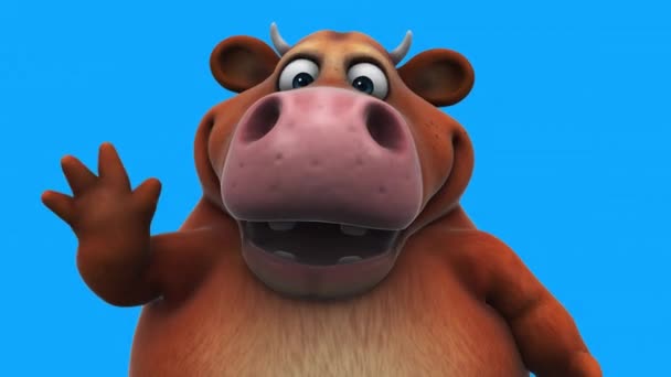Весело Жестикулирует Корова Анимация — стоковое видео