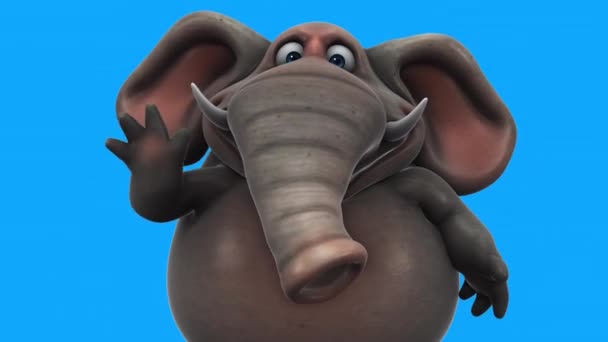 Elefante Divertido Personaje Dibujos Animados Diciendo Hola Animación — Vídeos de Stock