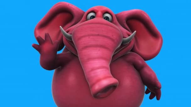 Слон Мультяшный Персонаж Передает Привет — стоковое видео