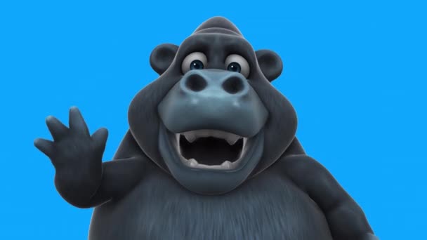 Fun Orangutan Χαρακτήρα Λέγοντας Γεια Animation — Αρχείο Βίντεο