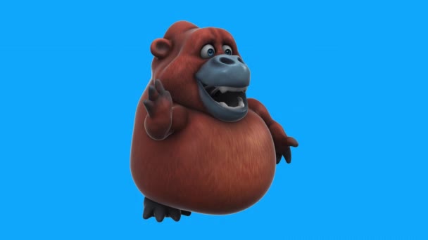 Divertido Personaje Orangután Diciendo Hola Animación — Vídeo de stock