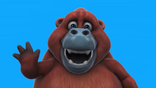 Fun Orangutan Χαρακτήρα Λέγοντας Γεια Animation — Αρχείο Βίντεο