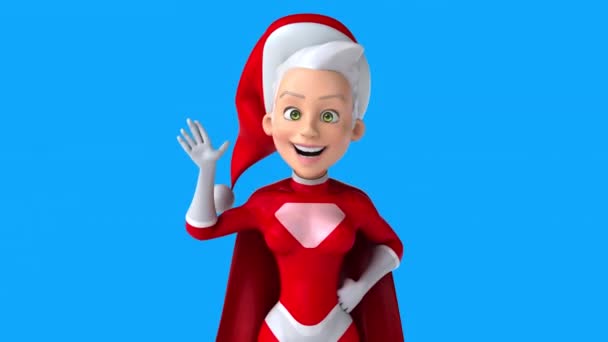 Super Mulher Santa Claus Personagem Dizendo — Vídeo de Stock