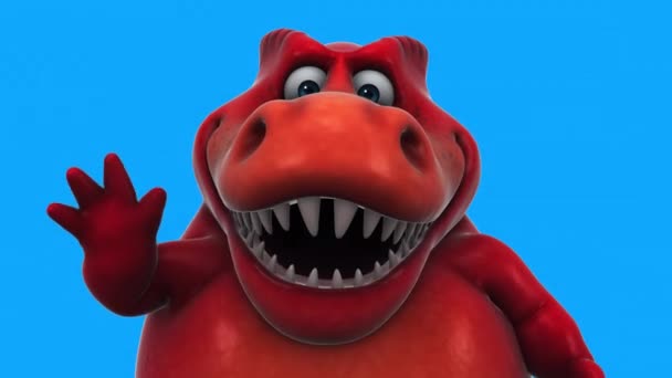 Dinosaure Personnage Dessin Animé Drôle Agitant Patte Salut Animation — Video
