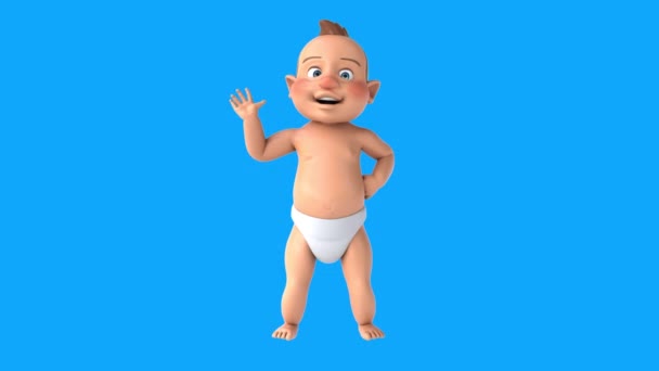 Διασκέδαση Καρτούν Μωρό Λέει Γεια Animation — Αρχείο Βίντεο