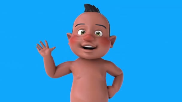 Divertente Bambino Dei Cartoni Animati Dire Ciao Animazione — Video Stock
