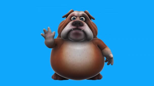 Lustige Zeichentrickfigur Bulldogge Gestikuliert Hallo Animation — Stockvideo
