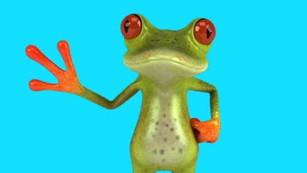 Fun Frog Cartoon Character Saying — Stock Video