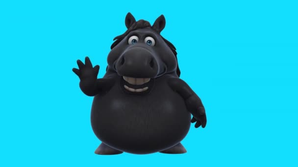 Funny Cartoon Character Horse Gesturing Hello Animation — Stock Video