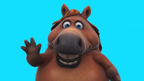 Смешной Персонаж Мультфильма Жест Лошади Приветствие Анимация — стоковое видео