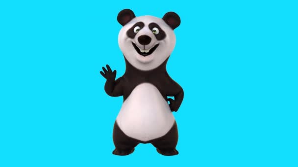 Divertido Panda Dibujos Animados Diciendo Hola — Vídeos de Stock