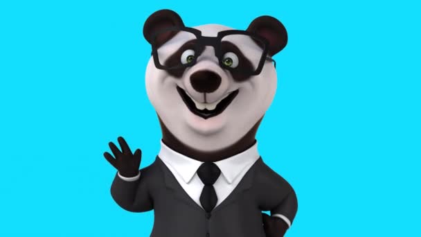 Zabawa Panda Biznesmen Postać Kreskówek Gestykulując Hello Animacja — Wideo stockowe