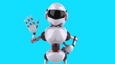Büyük robot çizgi film karakteri merhaba diyor - 3 boyutlu animasyon 