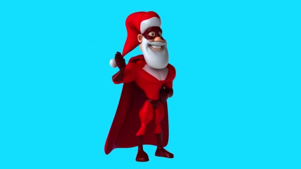 Superman Santa Claus Charakter Sagt Hallo — Stockvideo