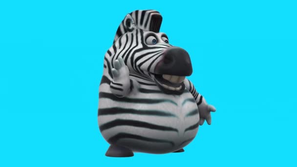 Lustige Animation Einer Zeichentrickfigur Zebra Hallo Sagen — Stockvideo