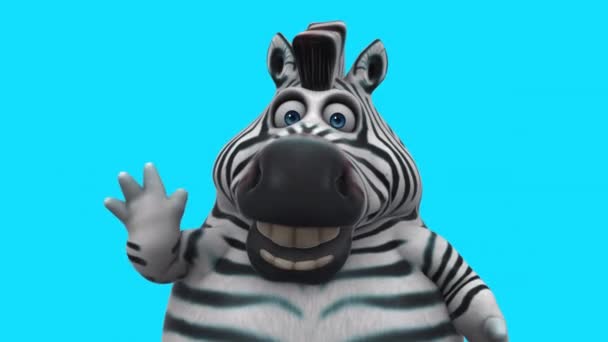 Çizgi Film Karakteri Zebranın Boyutlu Eğlenceli Animasyonu Merhaba Diyor — Stok video
