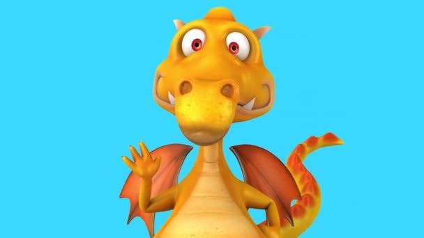 Dragon Забавный Мультяшный Персонаж Жестикулирует Анимация — стоковое видео
