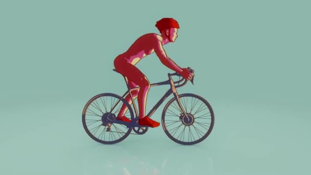 Animation Cyclist Riding — Stock Video