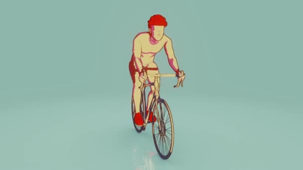 Animation Cyclist Riding — Stock Video