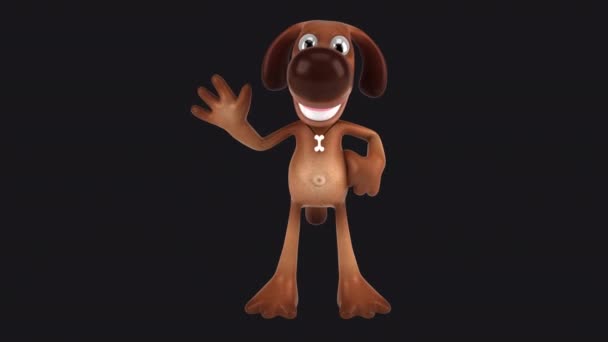 Diversión Animación Personaje Dibujos Animados Perro Gesto Hola — Vídeos de Stock