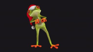 Noel Baba şapkalı eğlenceli kurbağa - 3 boyutlu animasyon  