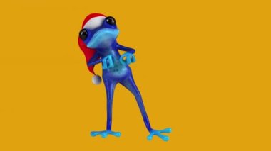 Noel Baba şapkalı eğlenceli kurbağa - 3 boyutlu animasyon  