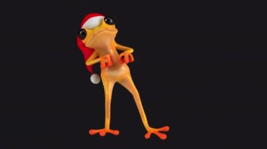 Noel Baba şapkalı eğlenceli kurbağa - 3 boyutlu animasyon  