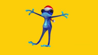Noel Baba şapkalı eğlenceli kurbağa - 3 boyutlu animasyon  