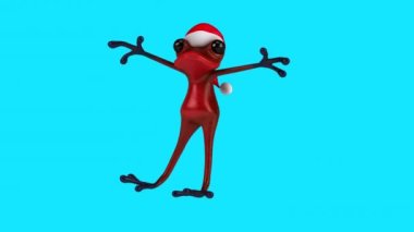 Noel Baba şapkalı eğlenceli kurbağa sallanıyor - 3 boyutlu animasyon  