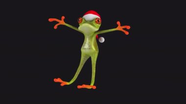 Noel Baba şapkalı eğlenceli kurbağa sallanıyor - 3 boyutlu animasyon  