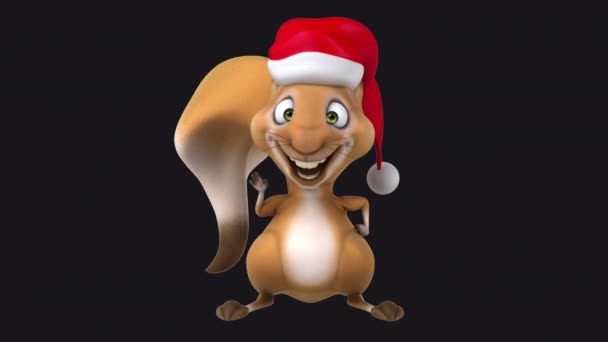Διασκέδαση Σκίουρος Στο Santa Claus Καπέλο Χαρακτήρα Κινουμένων Σχεδίων Λέει — Αρχείο Βίντεο
