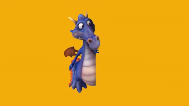 Dragon Забавный Мультяшный Персонаж Жестом Анимация — стоковое видео
