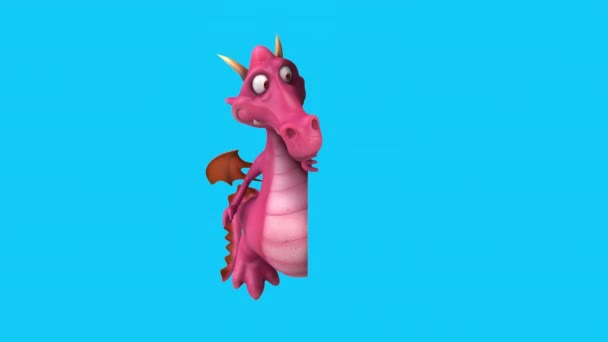 Dragão Engraçado Personagem Desenho Animado Com Sinal Animação — Vídeo de Stock