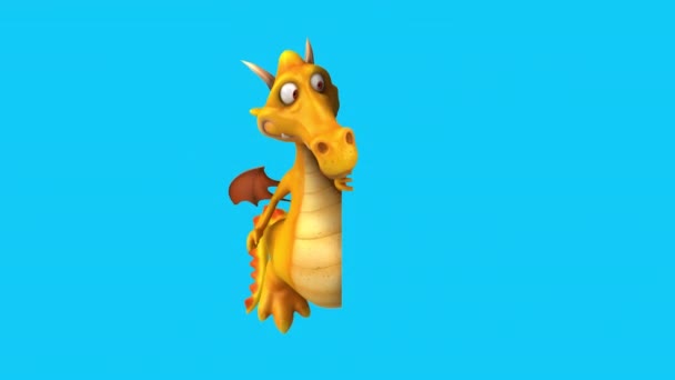 Dragon Funny Cartoon Character Sign Animation — Stock Video