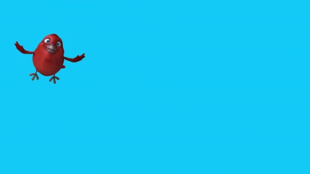 Hermoso Pájaro Personaje Dibujos Animados Volando — Vídeo de stock