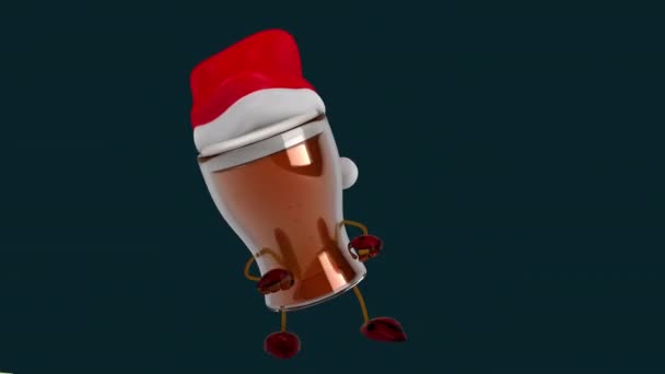 Kreslený Postava Klobouku Santa Claus — Stock video