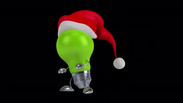 Веселая Лампочка Танцует Шляпе Санта Клауса — стоковое видео