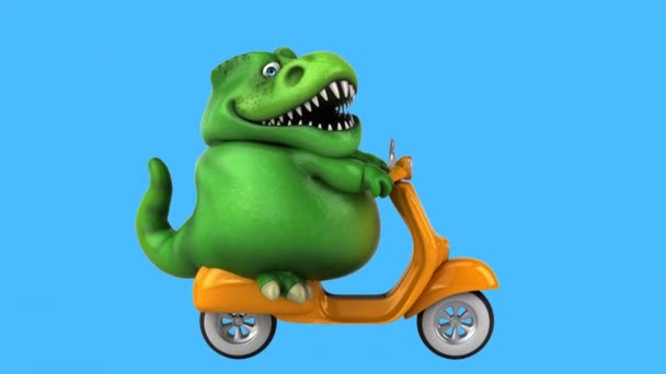 Δεινόσαυρος Αστείος Χαρακτήρας Κινουμένων Σχεδίων Για Σκούτερ Animation — Αρχείο Βίντεο