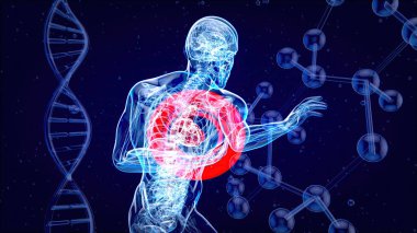 Kalp krizinin soyut bir örneği, ilaç. 