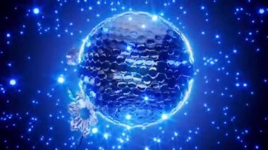 Golf topu ve çiçekler, güzel soyut arka plan - 3 boyutlu animasyon 