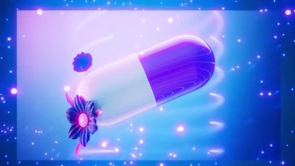 Animace Pilulky Květinami Abstraktním Pozadí — Stock video