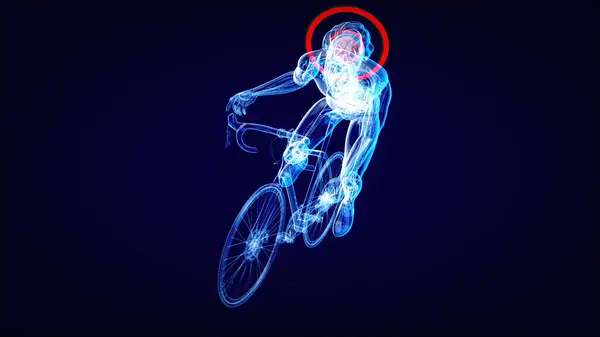 自行车手和脑震荡的抽象描述 — 图库照片