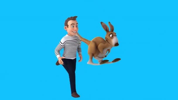 Mężczyzna Biegający Kangurkiem Animacja — Wideo stockowe