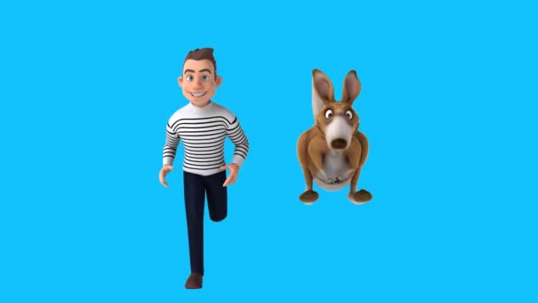 Mężczyzna Biegający Kangurkiem Animacja — Wideo stockowe