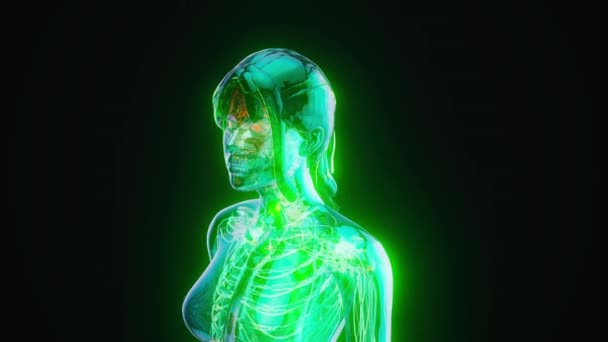 一个喉头酸痛的妇女走路时的抽象动画 — 图库视频影像